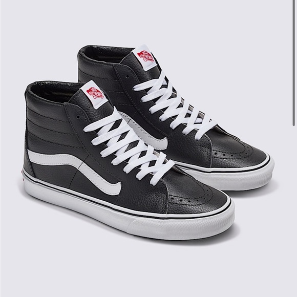 Vans Sk8-Hi Black Leather Lace Up High-Top Sneakers 7.5 Grunge Whimsigoth Skater - Picture 16 of 16